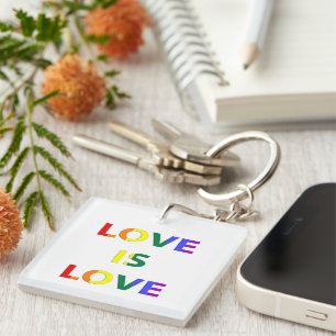 Porte-clés Love is Love LGBT Pride Drapeau Typographie