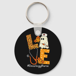 Porte-clés LOVE Leopard Ghost Oncologie Infirmière Halloween 