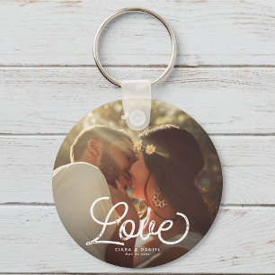 Porte-clés LOVE Modern Calligraphy Simple Photo Keepsaké