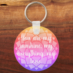 Porte-clés Love Texte Arc-en-ciel Floral Chakra Reiki Yogo