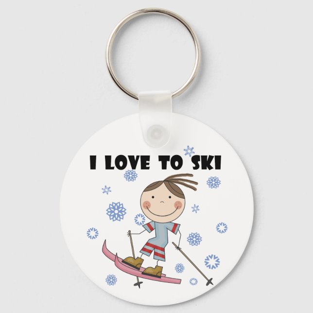 Porte-clés Love to Ski - Girl Tshirts et cadeaux (Recto)