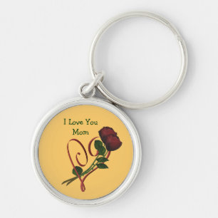 Porte-clés Love You Maman Rouge Roses Coeur Porte - clé