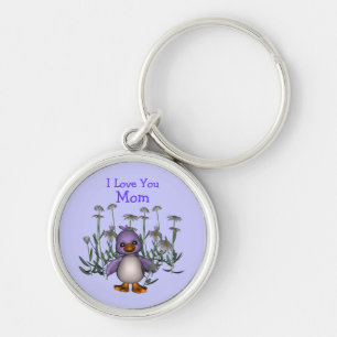 Porte-clés Love You Mom mignon Fleurs d'oiseaux Porte - clé