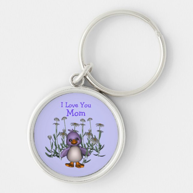 Porte-clés Love You Mom mignon Fleurs d'oiseaux Porte - clé (Devant)