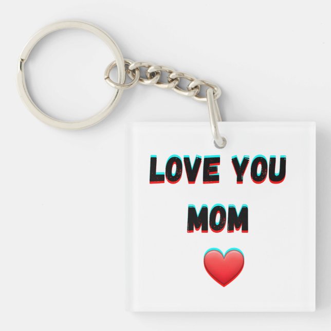 Porte-clés Love You Mom - Typographie manuscrite au coeur (Devant)