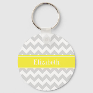 Porte-clés Lt Gray Wht Chevron Yellow Monogram