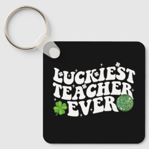 Porte-clés Luckiest enseignant jamais Disco Ball Shamrock Sup