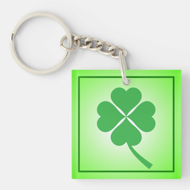 Porte-clés Lucky Four Leaf Shamrock Design-87906 (Devant)