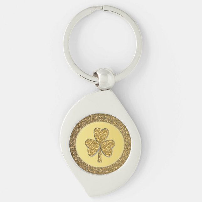 Porte-clés Lucky Irish Shamrock Gold Coin (Devant)