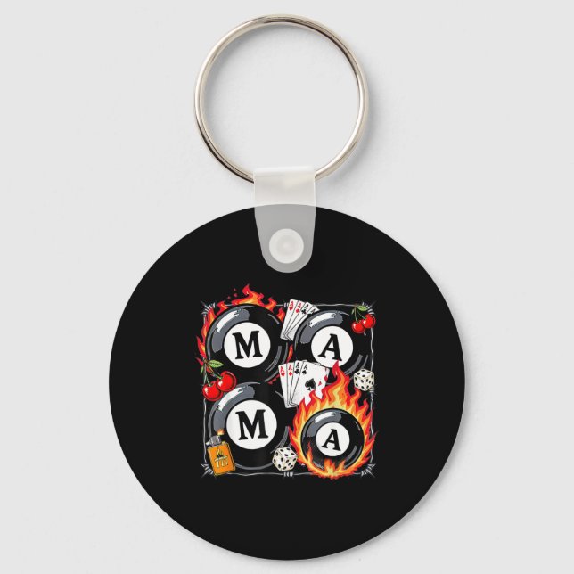 Porte-clés Lucky Mama Billiard 8 Cherry Mother's Day Mom Life (Recto)