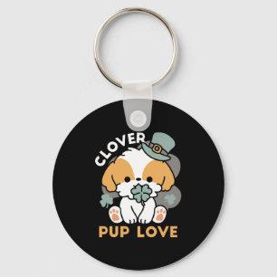 Porte-clés Lucky Pup with Clover - St. Patrick's Day Cadeau