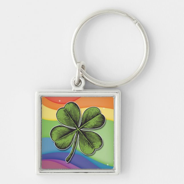 Porte-clés Lucky Rainbow Shamrock (Devant)