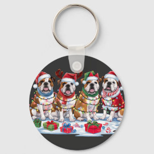 Porte-clés Lumières de Noël Bulldog - Design adorable