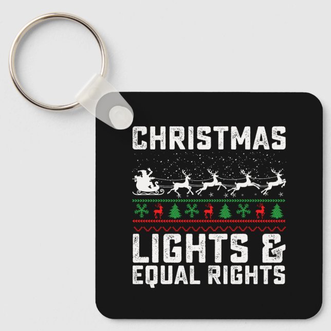 Porte-clés Lumières De Noël Et Égalité Des Droits Féministes (Recto)