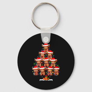 Porte-clés Lumières de sapin de Noël de vache des Highlands é