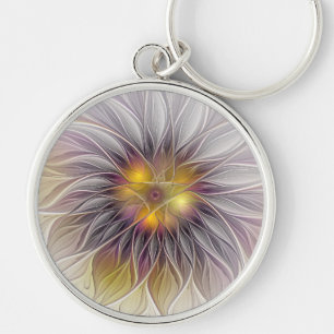 Porte-clés Lumineuse Fleur colorée, Abstraite Fractale modern