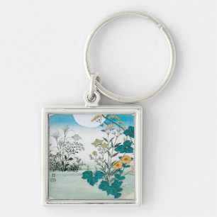Porte-clés Lune et fleurs