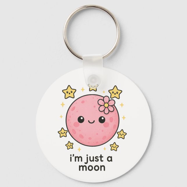 Porte-clés Lune rose avec cou (Recto)