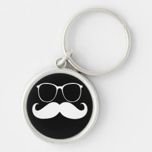 Porte-clés Lunettes de Mustache blanche amusantes sur Arrière