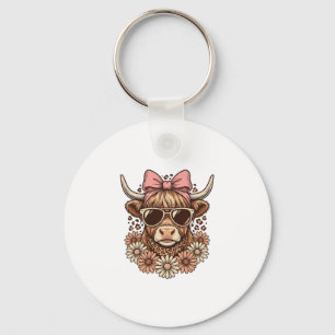 Porte-clés Lunettes de soleil de vache des Highlands mignonne