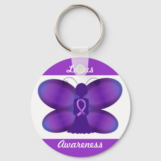 Porte-clés Lupus Sensibilisation papillon de fée violette (Recto)