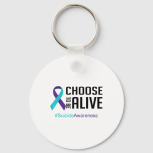 Porte-clés Lutte Contre Le Suicide Ribbo Turquoise Et Violet
