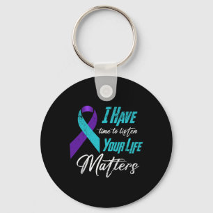 Porte-clés Lutte Contre Le Suicide Ribbo Turquoise Et Violet