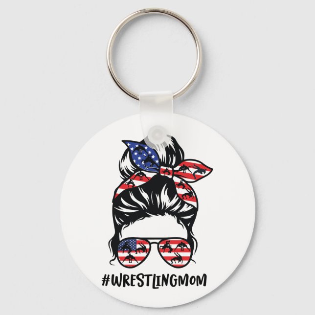Porte-clés Lutter Maman Messy Bun America Drapeau Lutteurs (Recto)