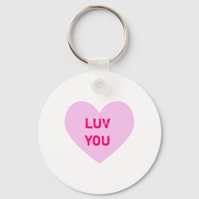 Porte-clés LUV YOU Pink Conversation Heart (Recto)