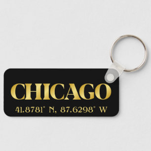 Porte-clés Lux Gold Chicago Latitude & Longitude