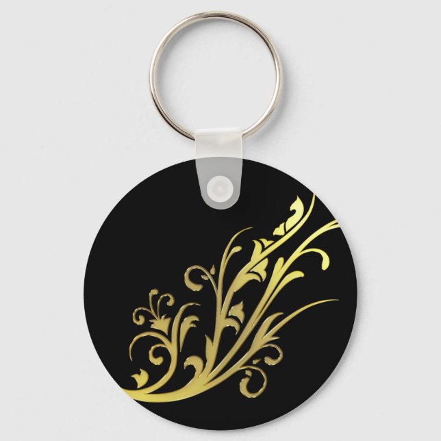 Porte-clés Luxe Abstrait Fleur en Or Faux (Recto)