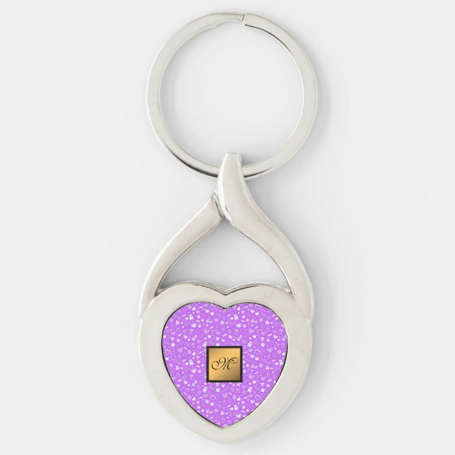 Porte-clés Luxe Moderne Élégant Amour Purple Coeur (Devant)