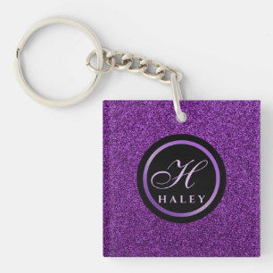 Porte-clés Luxe Violet Épercées Parties scintillant Monogramm