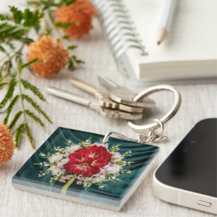 Porte-clés Luxueuse couverture d'oreiller à lancer Floral Red