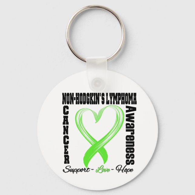 Porte-clés Lymphome non hodgkins Brossé ruban de coeur (Recto)