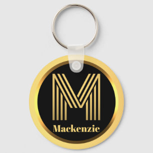Porte-clés M Gold Monogrammed Letter Personalised Keychain