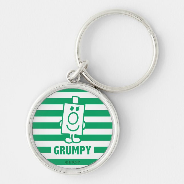 Porte-clés M. Grumpy | Grin escarpé et rayures vertes (Devant)