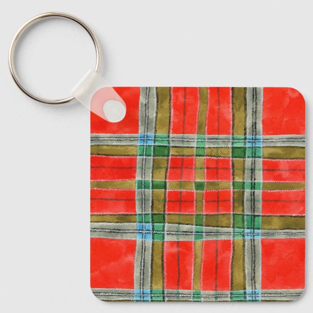 Porte-clés MAC BAIN TARTAN Carré en aluminium Porte - clé (Recto)