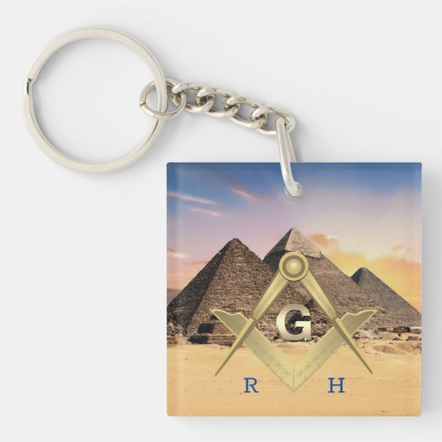 Porte-clés maçonnique monogrammé Pyramides (Devant)