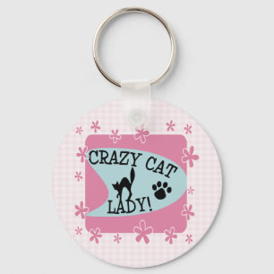 Porte-clés Madame folle de chat - rétro