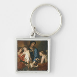 Porte-clés Madonna et enfant avec des anges