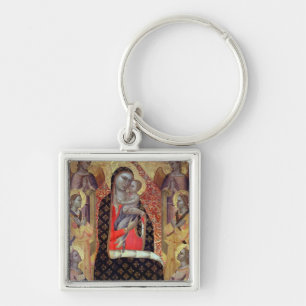 Porte-clés Madonna et enfant couronnés avec six anges