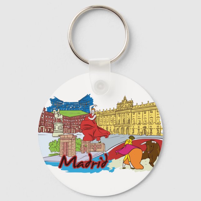 Porte-clés Madrid, Espagne Cité mondiale célèbre (Recto)