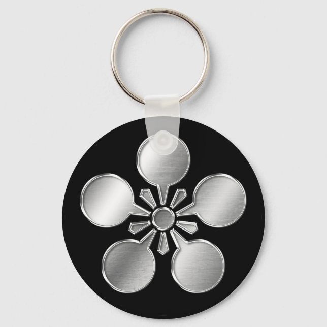 Porte-clés Maeda Clan Kamon Argent Chrome (Recto)