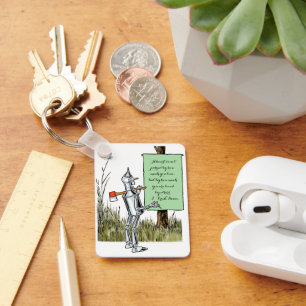 Porte-clés Mage de l'Oz vintage, Tinman lisant un panneau