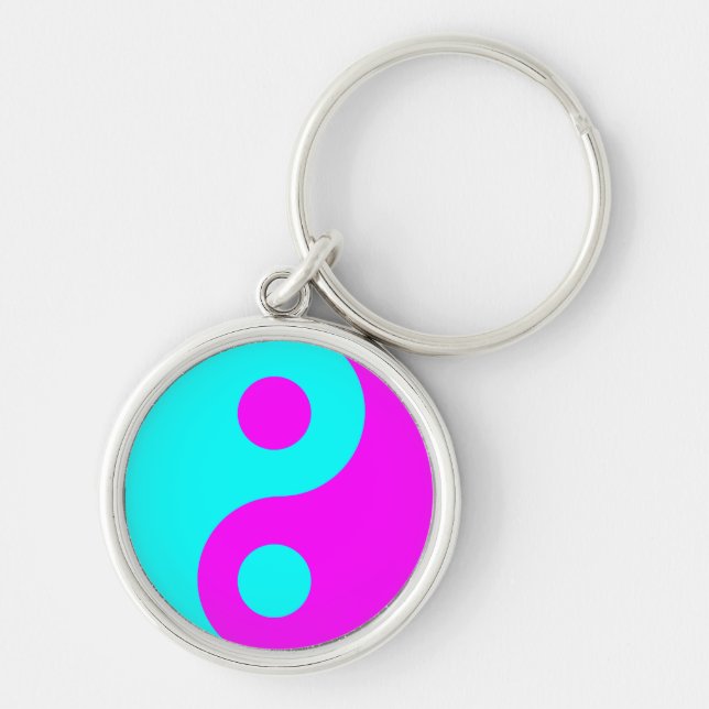 Porte-clés Magenta et Aqua Yin Yang (Devant)