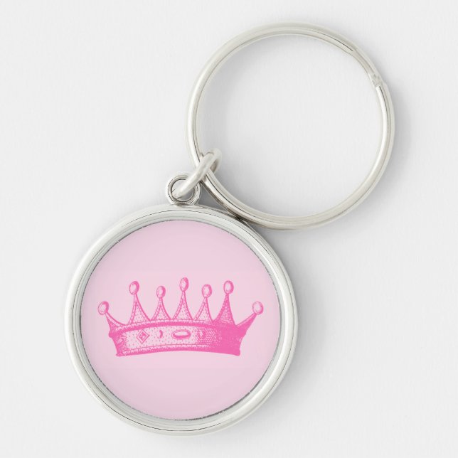 Porte-clés Magenta Princess Crown sur Arrière - plan rose (Devant)