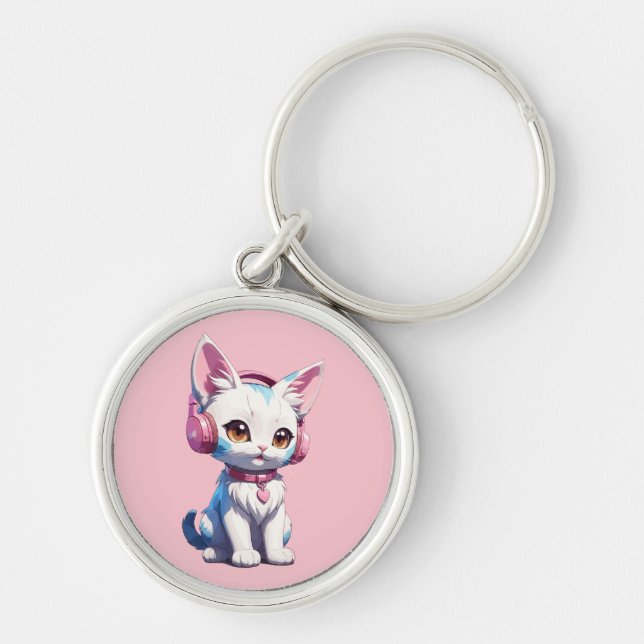 Porte-clés Magic Chaton Mignon avec Écouteurs (Devant)