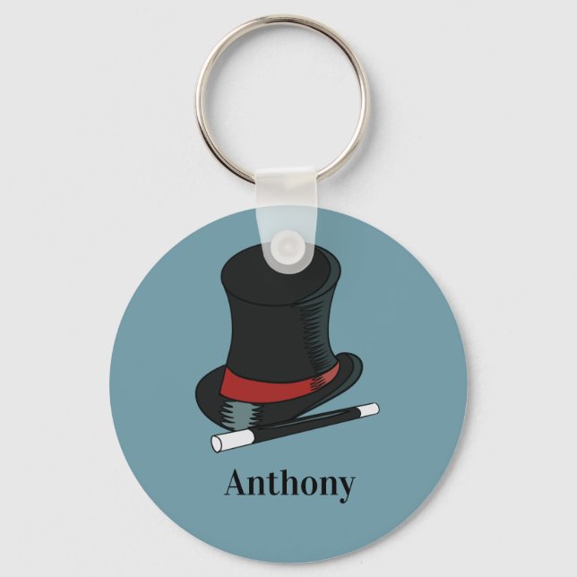 Porte-clés Magiciens Casquette et baguette magique Personnali (Recto)