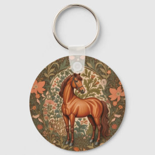 Porte-clés Magnifique Cheval Brun Inspiré de William Morris